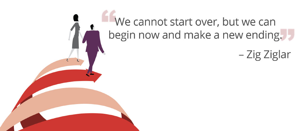 "We cannot start over, but we can begin now and make a new ending." – Zig Ziglar